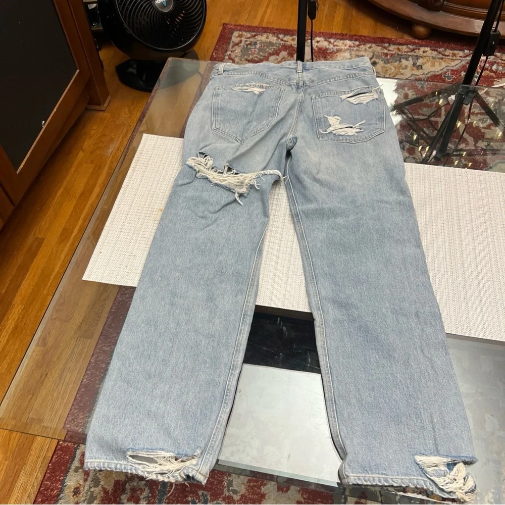 Agolde Women's High Rise Distressed Light Blue Jeans